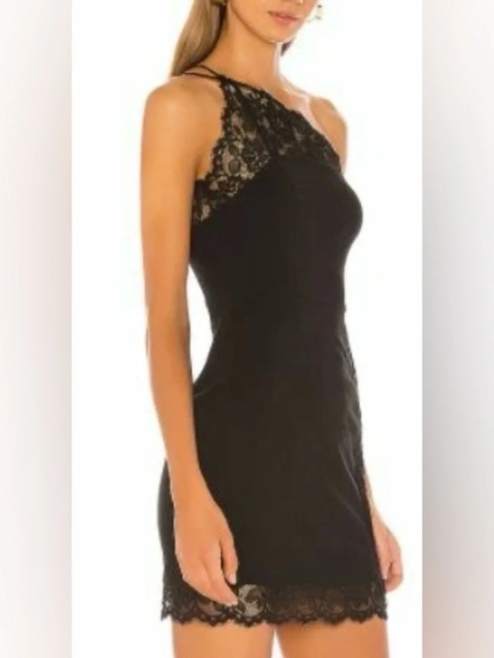 FREE PEOPLE NEW WITH TAGS! One-Shoulder Black Lace Cocktail Dress